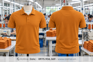 Áo thun cổ bẻ cam đất