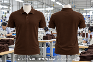 Áo thun cổ bẻ nâu