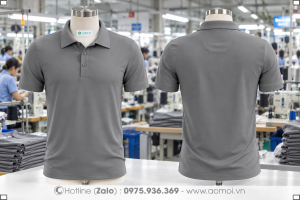 Áo thun cổ bẻ xanh ghi xám