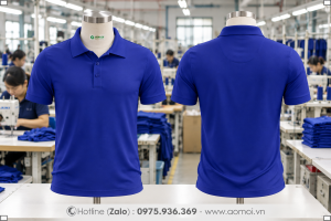 Áo thun cổ bẻ xanh bích