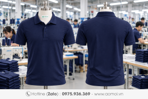Áo thun cổ bẻ xanh tím than