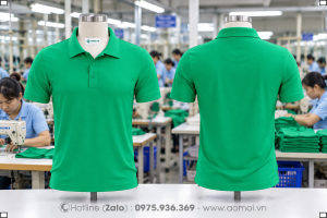 Áo thun cổ bẻ xanh cổ vịt