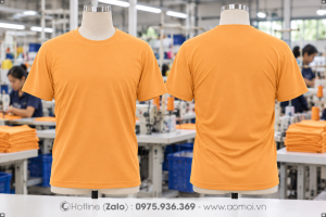Áo thun cổ tròn cam đất
