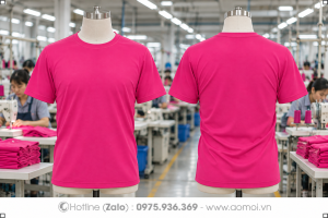 Áo thun cổ tròn hồng sen