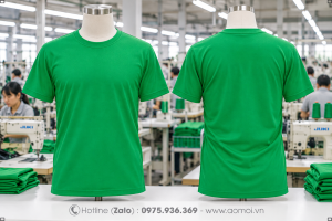 Áo thun cổ tròn xanh lá cây
