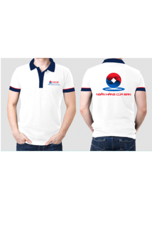 Áo phông đồng phục công ty cotton cổ tím than NCB Bank