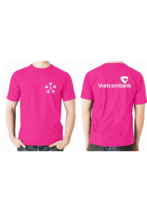 Áo thun đồng phục Vietcombank hồng cổ tròn