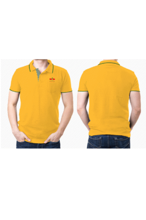 Đồng phục công ty áo cam coton phối cổ karo