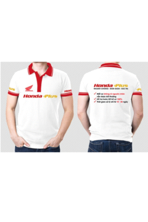 Đồng phục công ty áo polo trắng cổ đỏ HONDA