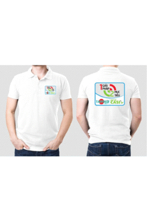 Mẫu áo đồng phục công ty lacoste trắng cổ bẻ tay dệt trắng