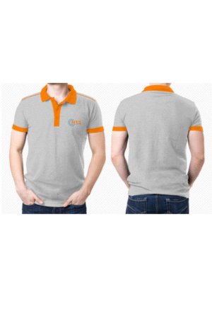 Áo đồng phục công ty lacoste ghi phối cổ cam MTS