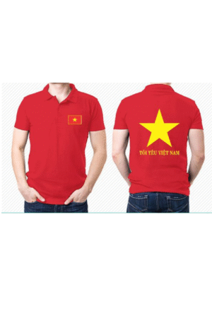 Áo cờ đỏ sao vàng cổ bẻ đỏ Tôi Yêu Việt Nam
