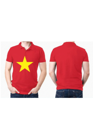 Áo cờ đỏ sao vàng cổ bẻ đỏ