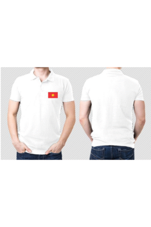 Áo cờ đỏ sao vàng màu trắng cổ bẻ