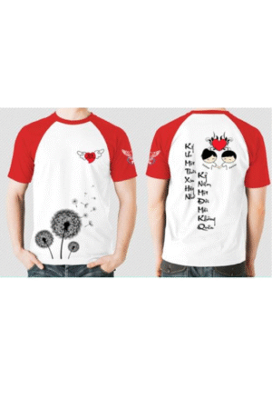 Áo raglan 7D đỏ trắng coton