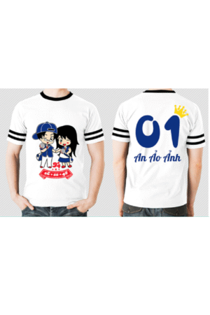 Áo coton trắng tay sọc đen 01
