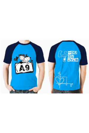 Áo coton tay raglan xanh phối tím than