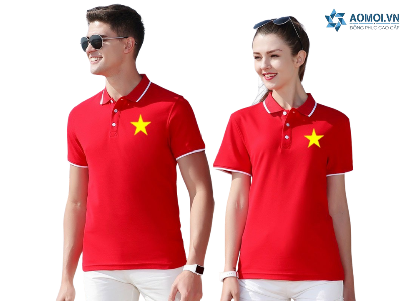 Áo cờ đỏ sao vàng chất liệu cao cấp, mềm mại, thoáng mát, in hình ngôi sao vàng sắc nét