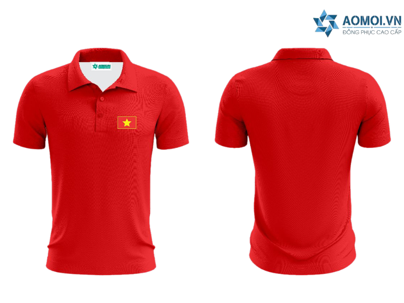 xưởng may áo cở đỏ sao vàng ở bắc ninh sản xuất từ chất liệu vải mềm mại, thấm hút mồ hôi tốt, đường may chắc chắn và hình in bền đẹp