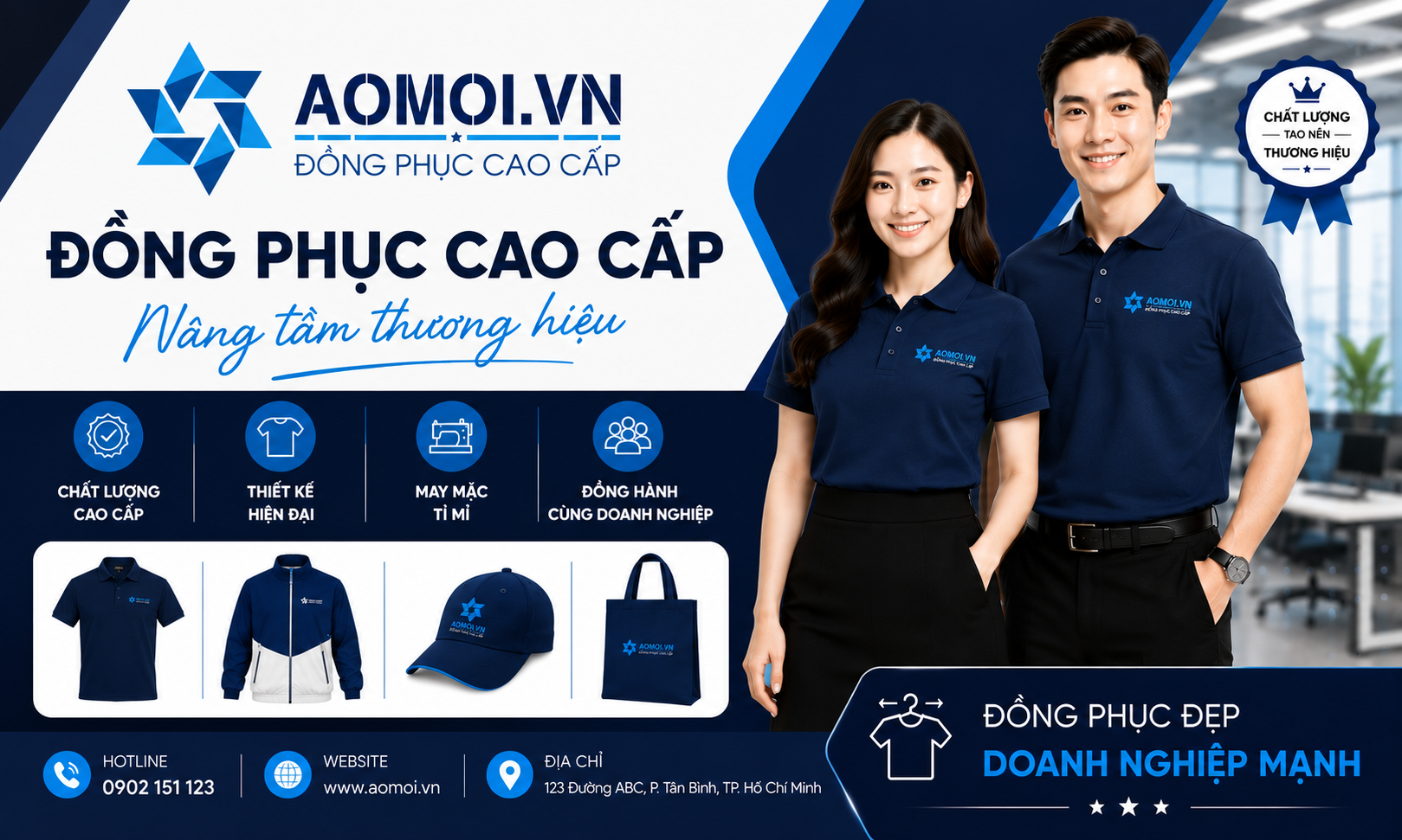 Mẫu Áo Phông Đồng Phục Màu Xanh Navy Sang Trọng Lịch Lãm, thiết kế hiện đại, chất liệu cao cấp, phù hợp doanh nghiệp và tổ chức.