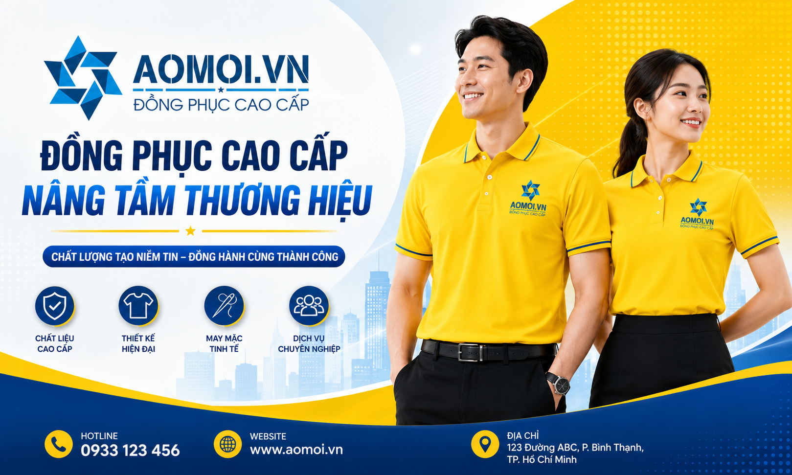 Mẫu Áo Phông Đồng Phục Màu Vàng Năng Động Và Trẻ Trung là lựa chọn lý tưởng dành cho doanh nghiệp, đội nhóm, câu lạc bộ và tổ chức muốn tạo nên hình ảnh nổi bật, tích cực và đầy sức sống.