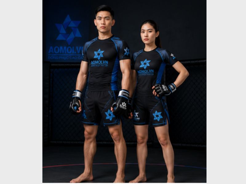 Đồng phục MMA AOMOI.VN cao cấp, thiết kế chuyên nghiệp, chất liệu co giãn 4 chiều, phù hợp tập luyện và thi đấu.